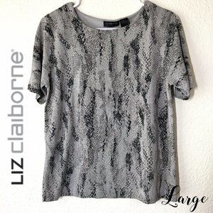 Liz Claiborne Top Size Large 100% Silk Snake Print